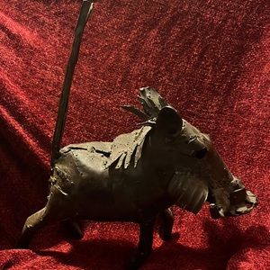 Recycled metal warthog sculpture
